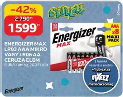 Auchan ENERGIZER MAX LR03 AAA MIKRO VAGY LR06 AA CERUZA ELEM ajánlat