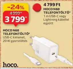 Auchan HOCO N60 TELEFONTÖLTŐ ajánlat
