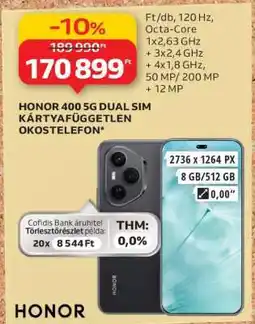 Auchan HONOR 400 5G DUAL SIM KÁRTYAFÜGGETLEN OKOSTELEFON ajánlat