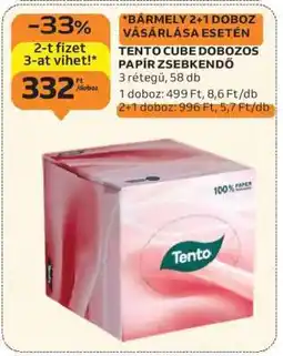 Auchan TENTO CUBE DOBOZOS PAPÍR ZSEBKENDŐ ajánlat