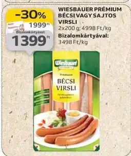 Auchan Wiesbauer Prémium Bécsi vagy Sajtos Virsli ajánlat