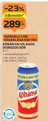 Auchan Kőbányai Világos Dobozos Sör ajánlat
