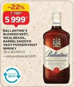Auchan Ballantine's Blended Skót, Wild, Brasil, Barrel Smooth vagy Passion Fruit Whisky ajánlat