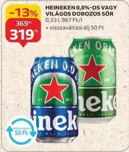 Auchan HEINEKEN 0,0%-OS VAGY VILÁGOS DOBOZOS SÖR ajánlat