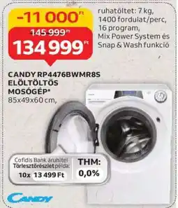 Auchan CANDY RP4476BWMR8S ELÖLTÖLTŐS MOSÓGÉP ajánlat