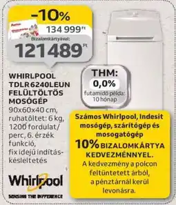 Auchan WHIRLPOOL TDLR 6240LEUN FELÜLTÖLTŐS MOSÓGÉP ajánlat