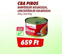 CBA CBA Piros Babfőzelék kolbásszal, lencsefőzelék kolbásszal ajánlat