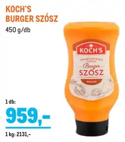 Metro Koch's burger szósz ajánlat
