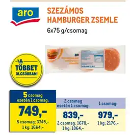 Metro Szezámos Hamburger zsemle ajánlat