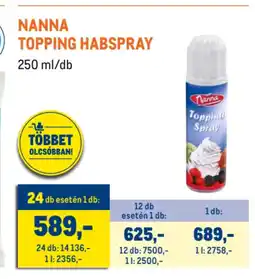 Metro Nanna Topping habspray ajánlat
