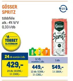 Metro Gösser spritz ajánlat