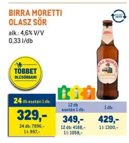 Metro Birra Moretti olasz sör ajánlat
