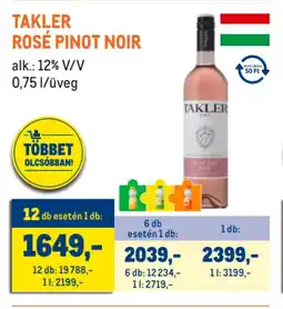 Metro Takler Rosé pinot noir ajánlat