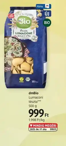 DM dmBio Lumaconi tészta ajánlat