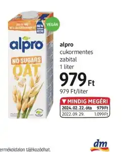 DM Alpro cukormentes zabital ajánlat