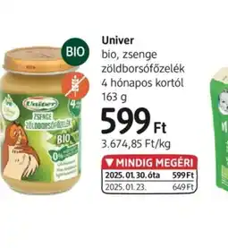 DM Univer bio, zsenge zöldborsfőzelék ajánlat