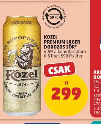 PENNY Kozel Premium Lager Dobozos Sör ajánlat