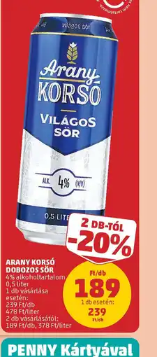 PENNY Arany Korso Dobozos Sör ajánlat