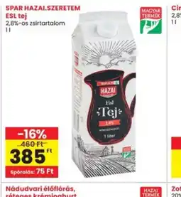 Interspar Spar Hazai Szeretem ESL tej ajánlat