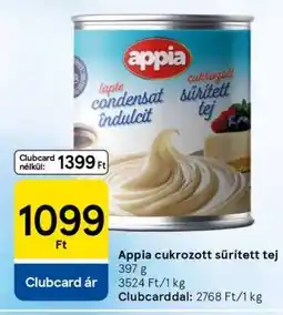 Tesco Appia cukrozott sűrített tej ajánlat