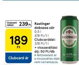 Tesco Rastinger dobozos sör ajánlat