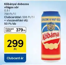 Tesco Kőbányai dobozos világos sör ajánlat