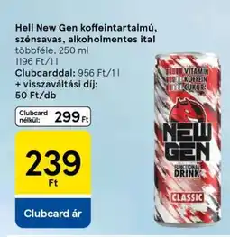 Tesco Hell New Gen koffeintartalmú, szénsavas, alkoholmentes ital ajánlat