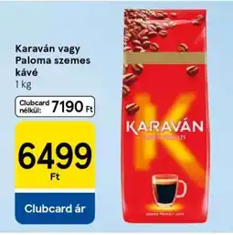 Tesco Karaván vagy Paloma szemes kávé ajánlat