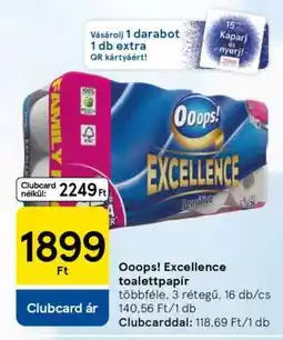 Tesco Ooops! Excellence Toalettpapír ajánlat