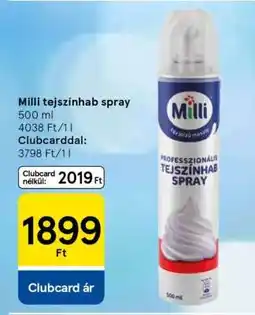 Tesco Milli tejszínhab spray ajánlat