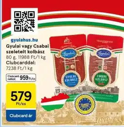 Tesco Gyulai vagy Csabai szeletelt kolbász ajánlat