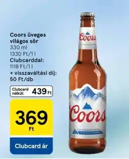 Tesco Coors üveges világos sör ajánlat