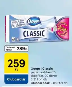 Tesco Ooops! Classic papír zsebkendő ajánlat