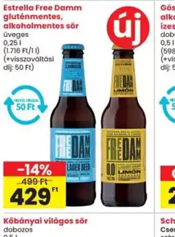 Estrella Free Damm gluténmentes, alkoholmentes sör