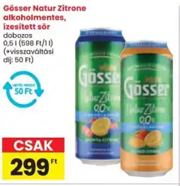 Spar Gösser Natur Zitrone alkoholmentes, ízesített sör ajánlat