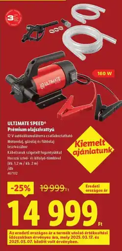 Lidl ULTIMATE SPEED Prémium olajszivattyú ajánlat