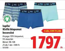 Lidl Lupilu Kisfiú biopamut boxeralsó ajánlat