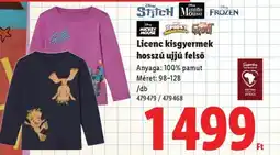 Lidl Licenc kisgyermek hosszú ujjú felső ajánlat