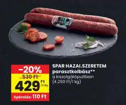 Spar SPAR HAZAI.SZERETEM parasztkolbász ajánlat