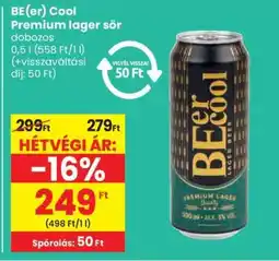 Spar BE(er) Cool prémium lager sör ajánlat