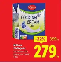 Lidl Milbona Főzőtejszín ajánlat
