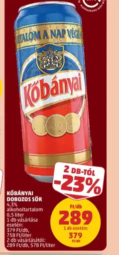 PENNY Kőbányai dobozos sör ajánlat