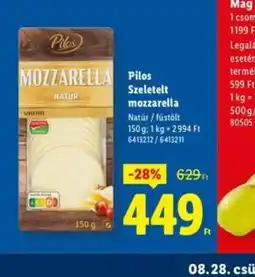 Lidl Pilos Szeletelt mozzarella ajánlat