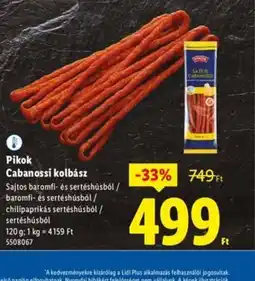 Lidl Pikok Cabanossi Kolbász ajánlat