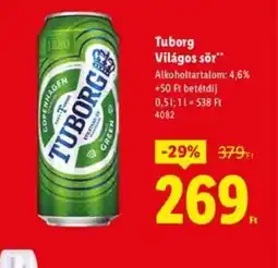 Lidl Tuborg Világos sör ajánlat