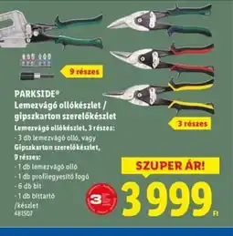 Lidl Parkside Lemezvág ollkészlet / gipszkarton szerelőkészlet ajánlat