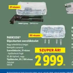Lidl Parkside Gipszkarton szerelőkészlet ajánlat
