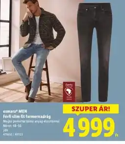 Lidl Esmera Men Férfi slim fit farmernadrág ajánlat