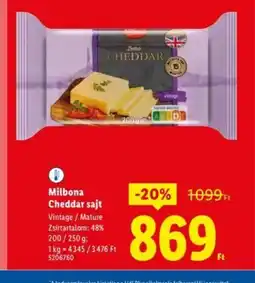 Lidl Milbona Cheddar sajt ajánlat