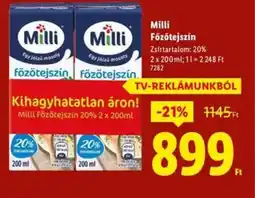 Lidl Milli Főzőtejszín ajánlat